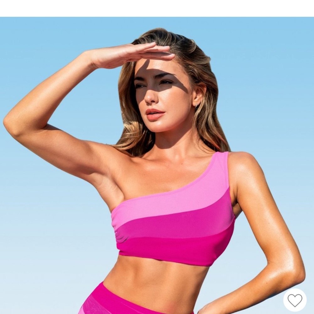 Cupshe Pink and Purple One Shoulder Bikini Top